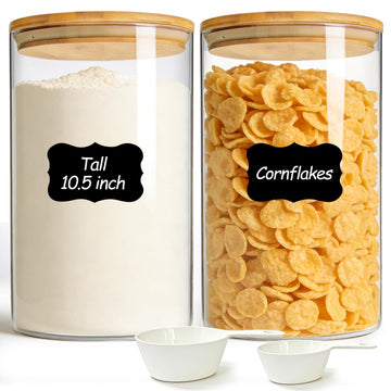Flour Sugar Storage Containers 4 Qt, 2 Pack Glass Flour Container