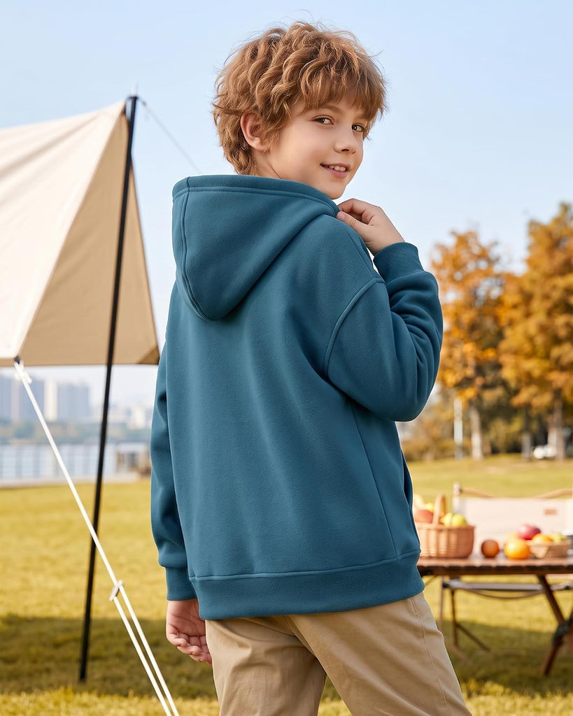 Kids Full Zip Up Hoodies Unisex Long Sleeve Soft Warm Sweatshirts