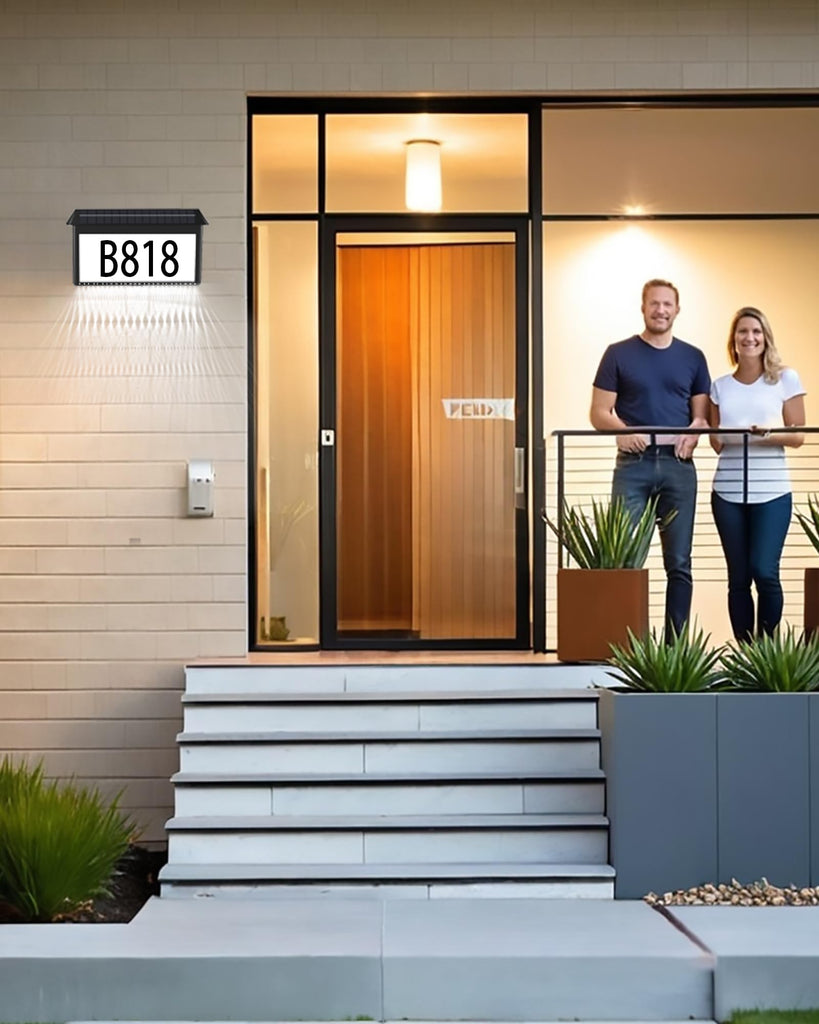 Solar House Numbers for Outside, Waterproof Illuminated House Number Plaque, Solar Led Address Sign for Yard, Home