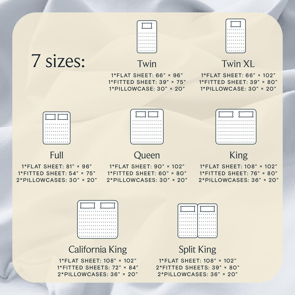 Queen Size Sheet Set, Cooling & Soft Deep Pocket Bed Sheets, 4PC