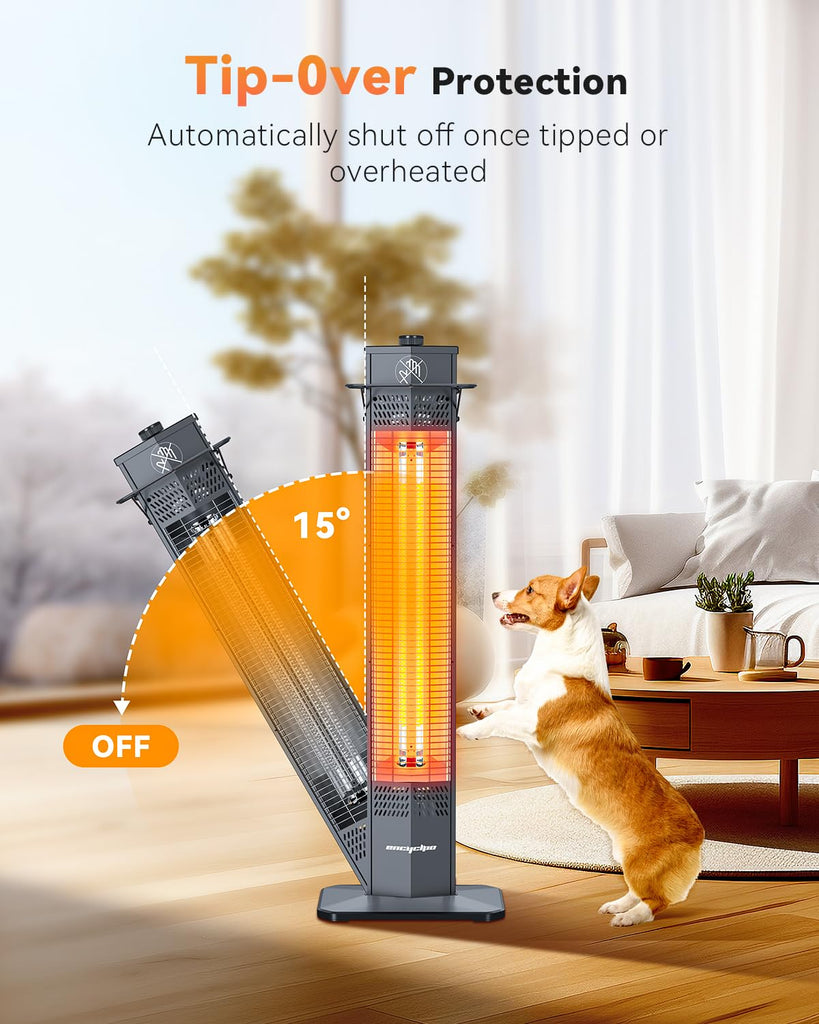 Patio Heater for Outdoor Use, 1500W Infrared, 36 in Portable Tower Heater, 3 Levels, IPX5 Waterproof