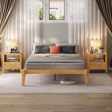 14" Bed Frame - Solid Wood Platform Bed - Japanese Joinery Bed Frame - Wood Slat Support - No Box Spring