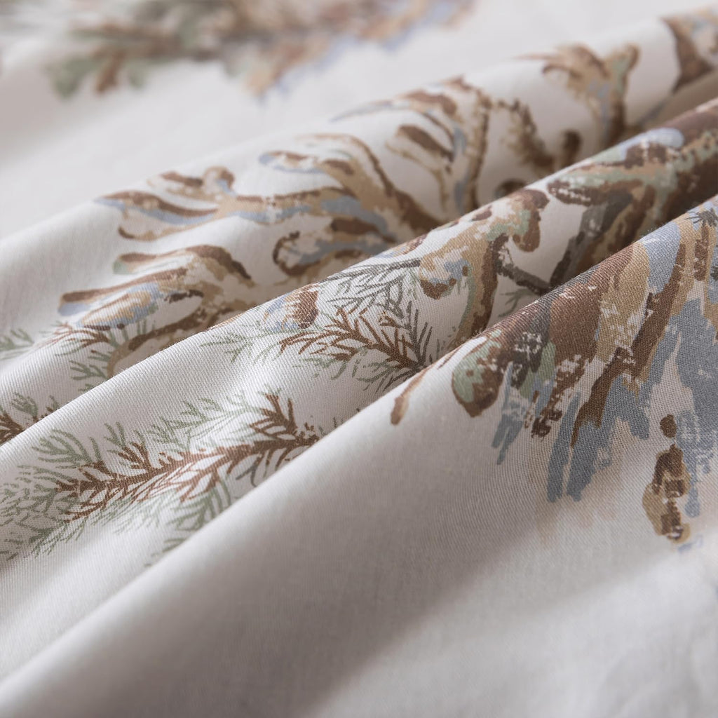 Luxury Coastal Cotton Duvet Cover Set Coastal Coral Seashell Toile Print Hotel-Quality Bedding Set 3-Piece