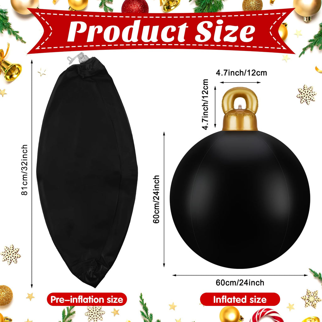 4 Pcs Giant Inflatable Christmas Ball, Solid, Black