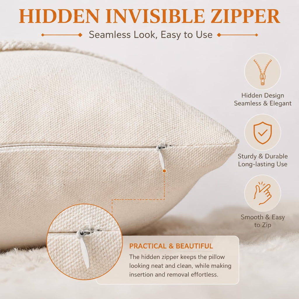 Halloween Loop Tufted Ghost Pillow Covers Set of 2 20x20, Beige