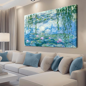 Claude Monet Canvas Wall Art - Water Lilies Classic Painting Artwork Print with Framed Picture Wall Decor-24" x36"