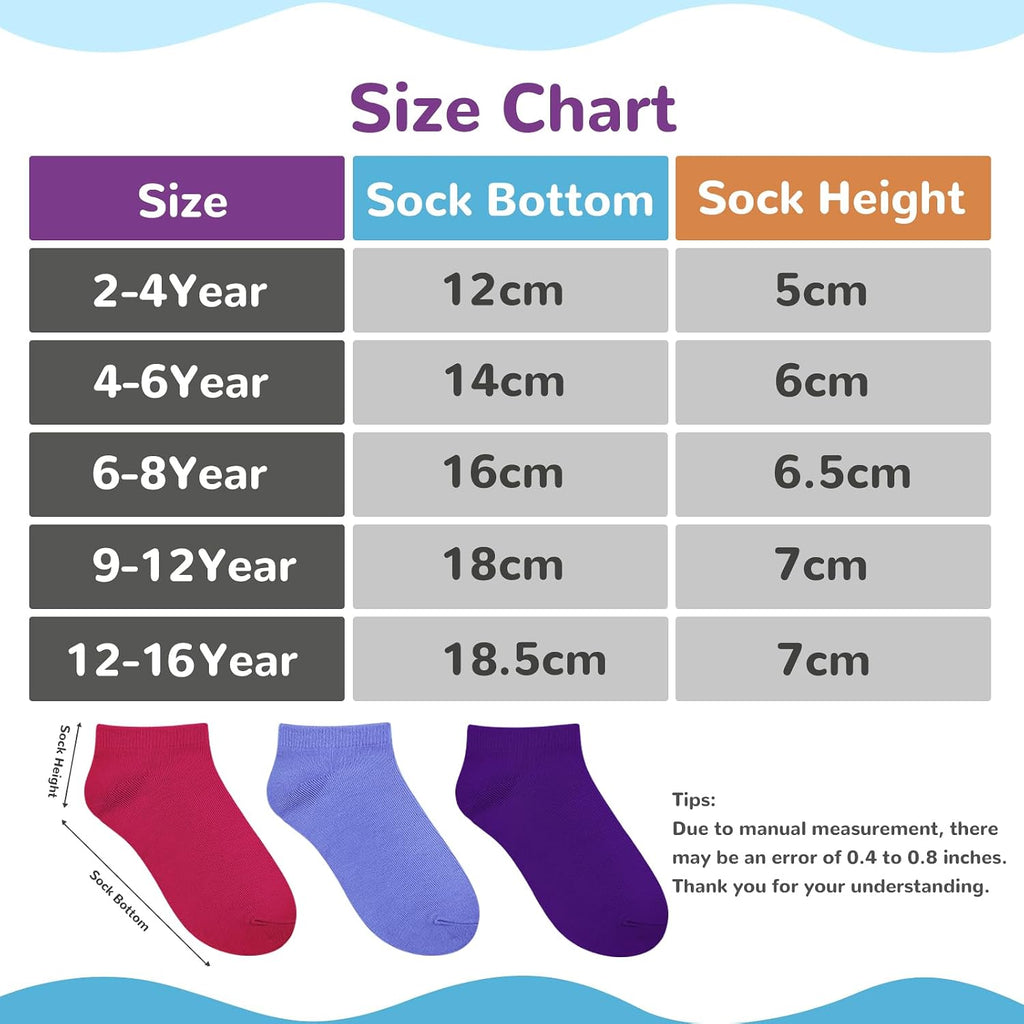 25Pack Kids Low Cut Ankle Socks Boys Girls Half Cushion Athletic Sock