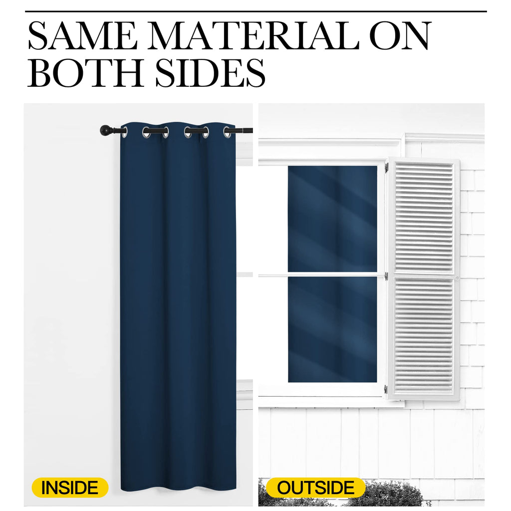 Room Darkening Draperies Window Curtain Panels, Moroccan Blue, 2 Panels, W60 x L84 -inch, Thermal Insulated Grommet