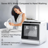 Portable Dishwasher Countertop, WIFI Smart Dishwasher, Compact Dishwashers with 5L Built-in Water Tank, 6 Programs