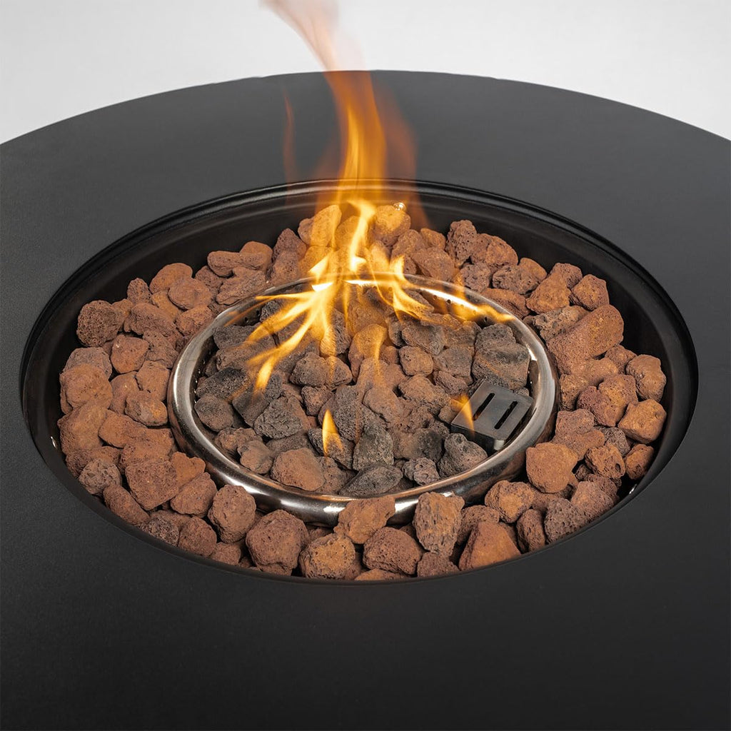 30'' Round Propane Fire Pit Table, 50, 000 BTU Steel Gas FirePit for Outdoor, Fire Table with Lid, Add Warmth &