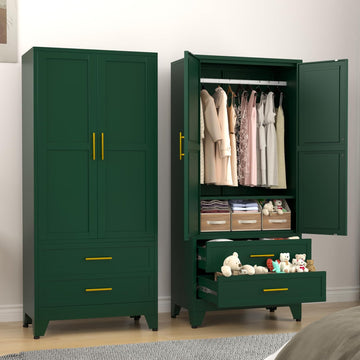 Metal Armoire Wardrobe Closet, 71 "Metal Clothing Storage Cabinet