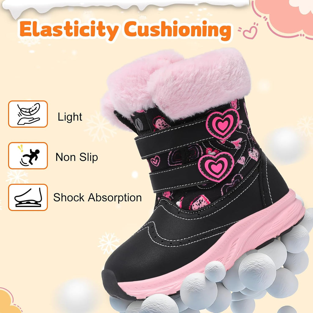 Toddler Girl Boots Kids Snow Boots Fuzzy Winter Shoes