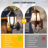 Outdoor Wall Lantern, 14 Inch Porch Light Fixtures with Seed Glass Shades, Waterproof Exterior Wall Lights