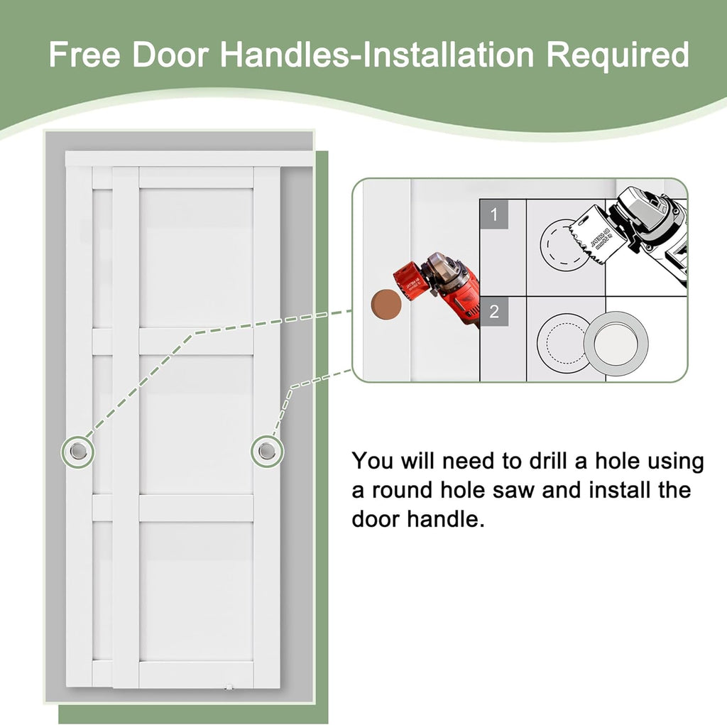 Bypass Glass Sliding Closet Door 48x80, Double Closet Panels with Hardware & Fascia, 3 Lite Frosted 