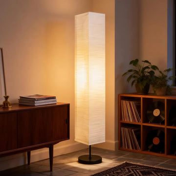Paper Floor Lamp, Rice Paper Standing Lamp with Soft Warm Light, Minimalist Floor Lamp Bedroom Home Decor (Bulbs