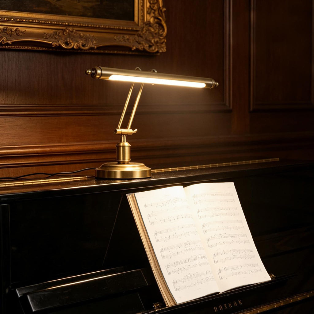 LED Piano Lamp, Antique Brass Touch Control Light for Grand Piano, 3 Color Modes Dimmable LED Desk Lamp, Adjustable