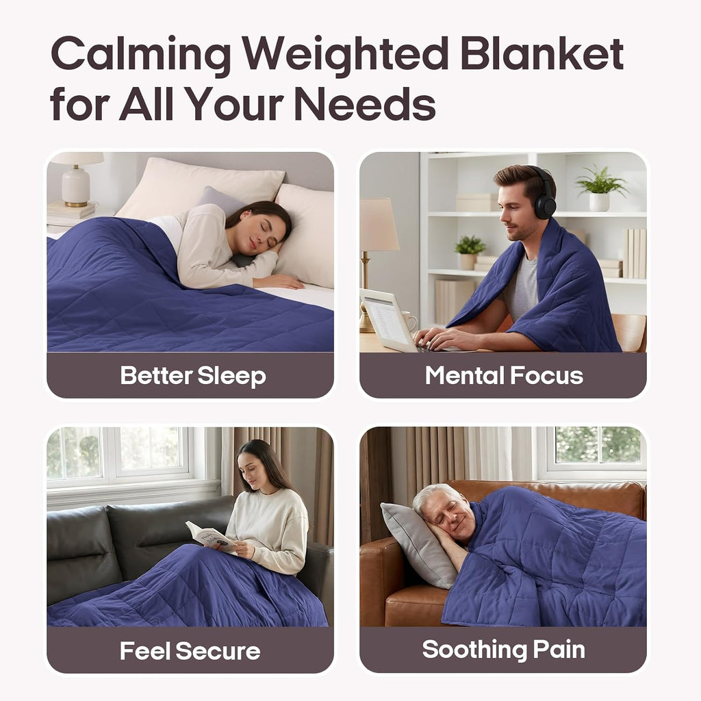 Weighted Blanket for Adults (80"x87", 25lbs, Dusk Blue) | King Size High Breathability Cooling Heavy Blanket, Soft