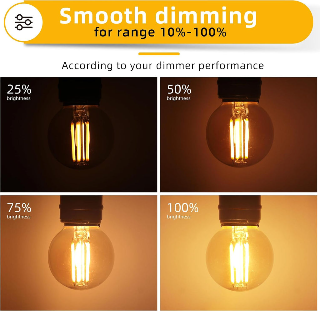 Dimmable G16.5 Amber LED light Bulb 40 Watt,E26 Vintage Edison Light Bulb