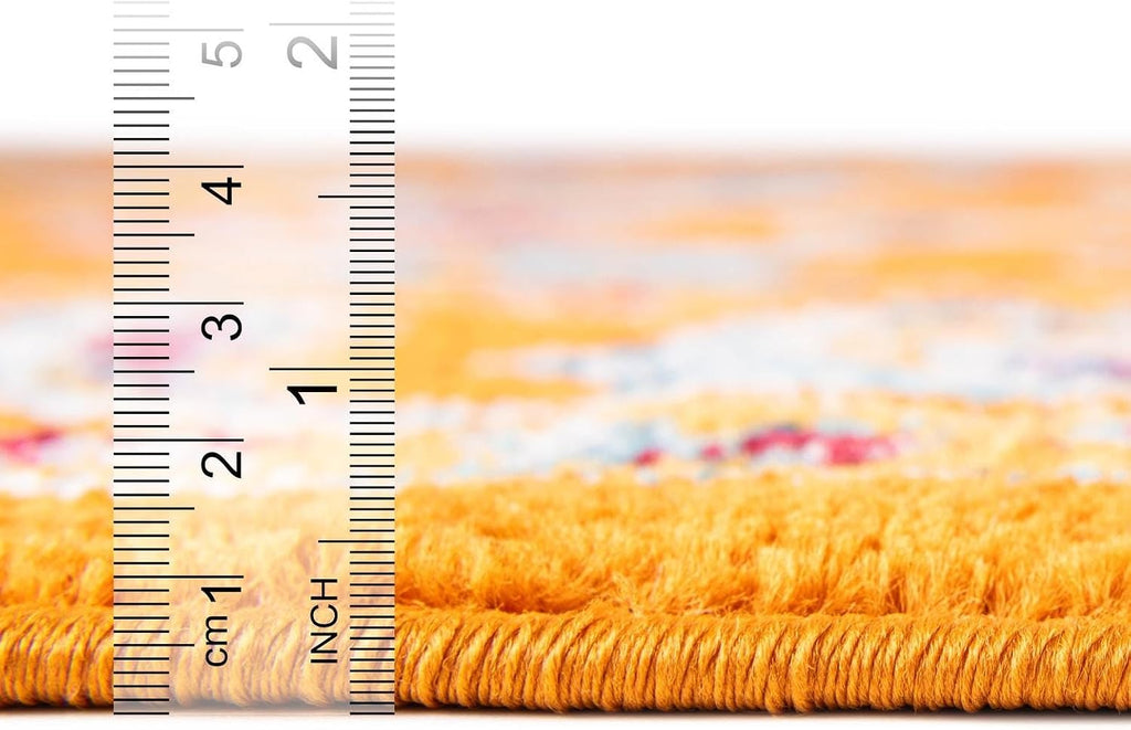 Aurelia Rug - 10' x 13' Orange Easy-Clean Area Rug - Vintage Traditional Medallion Design