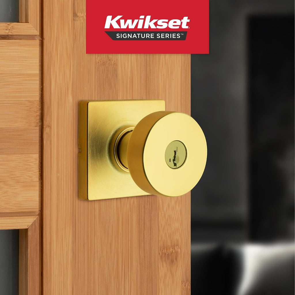 Pismo Entry Door Knob with Lock and Key, Secure Keyed Handle Exterior Doorknob, Front Entrance and Bedroom, Satin