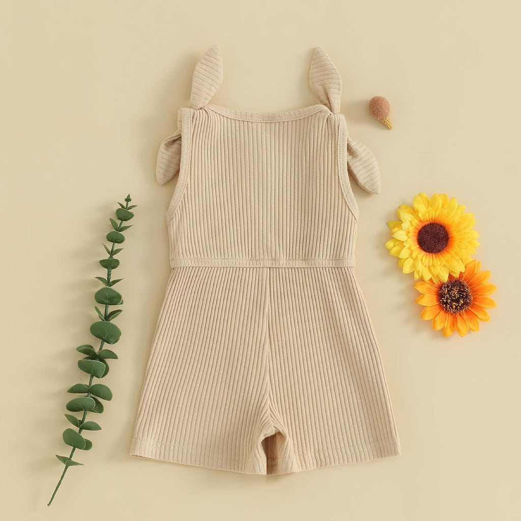 Toddler Baby Girl Summer Clothes Sleeveless Ribbed Knitted Jumpsuit Shorts Overalls Baby One Piece Outfit