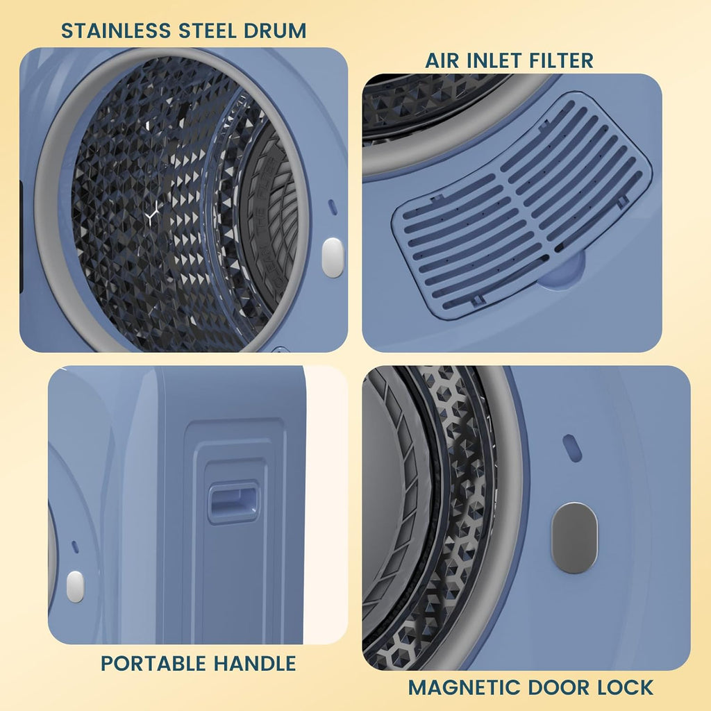 12Lbs Portable Clothes Dryer, 850W Compact Laundry Dryer with Boot Dryer, 6 Drying Modes, Electric Dryer with LED