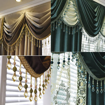 Beading Fringe Trimming Long Beads Tassel Curtain Trim Ribbon Trim for Cover Edge Decorative (deep Blue) - 3yards