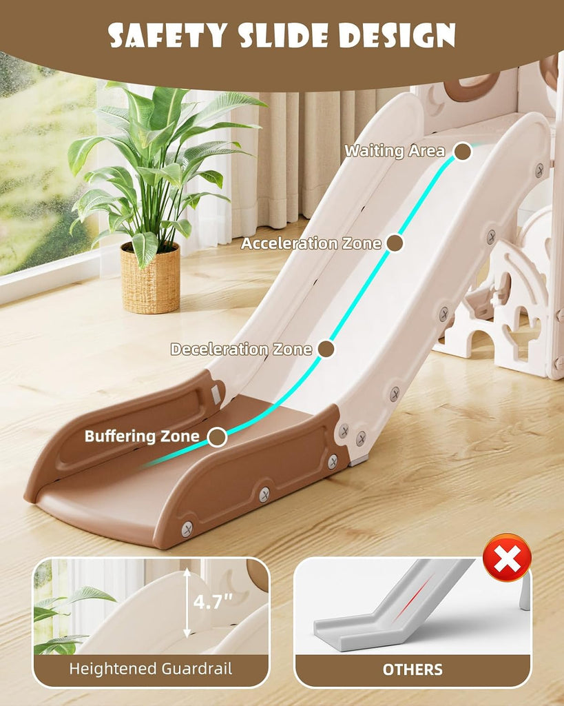 Toddler Slide,12 in 1 Kids Slide for Toddlers 1-3 (Brown)