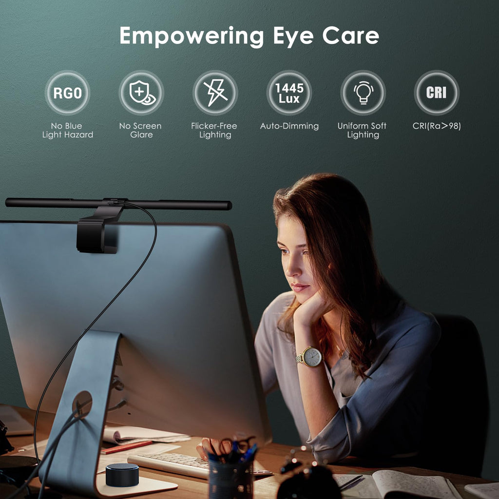 Monitor Light Bar with Remote Control, Fit for Curved/Flat Monitor, Eye-Care USB Computer Lamp Dimmable Screen Light