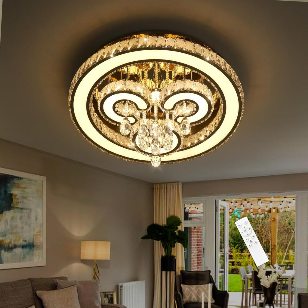 Modern Chandeliers Bedroom LED Light Crystal Flush Mount Ceiling Lights for Dining Room Gold Chandelier Sparkling