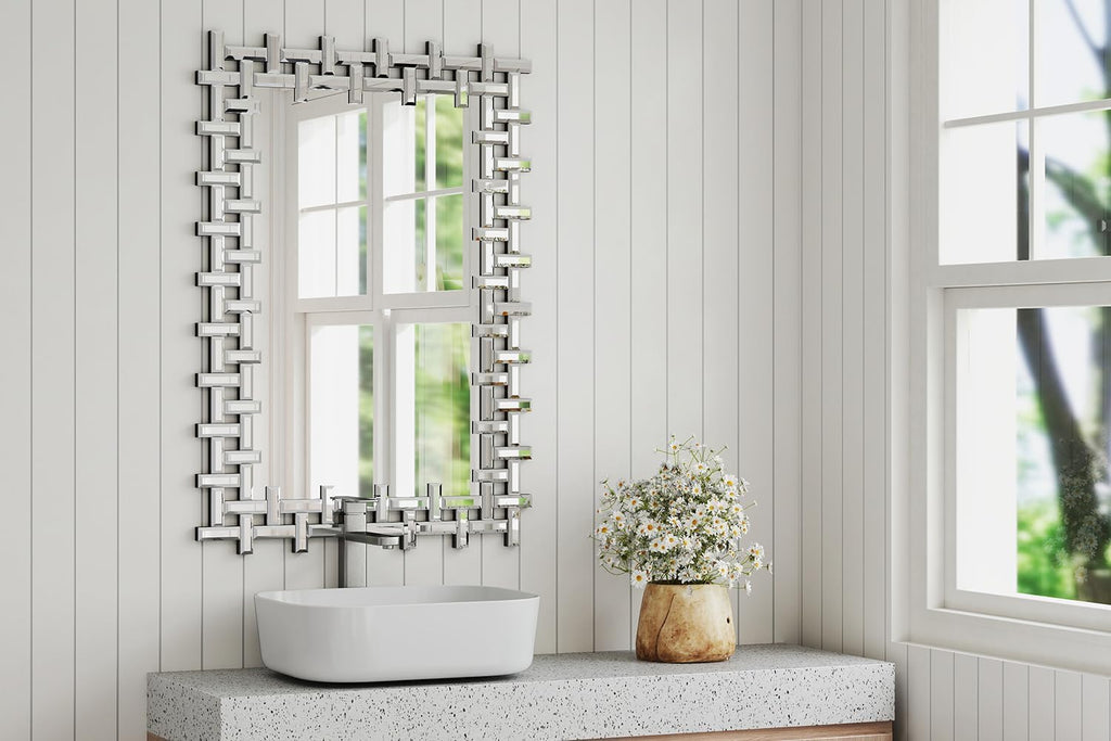 Decorative Mirrors for Wall, 47''x24'' Large Living Room Mirror with Beveled Glass Frame, Rectangle Accent Mirror