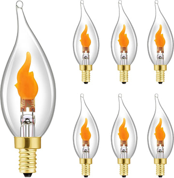 E12 Flickering Flame LED Bulbs, Flicker Candelabra Flame Effect Light Bulb