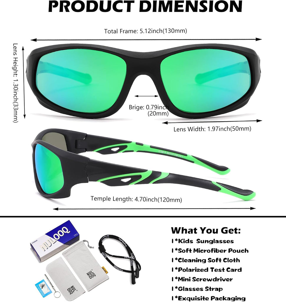 Kids Baseball Polarized Sunglasses for Youth, Boys Girls