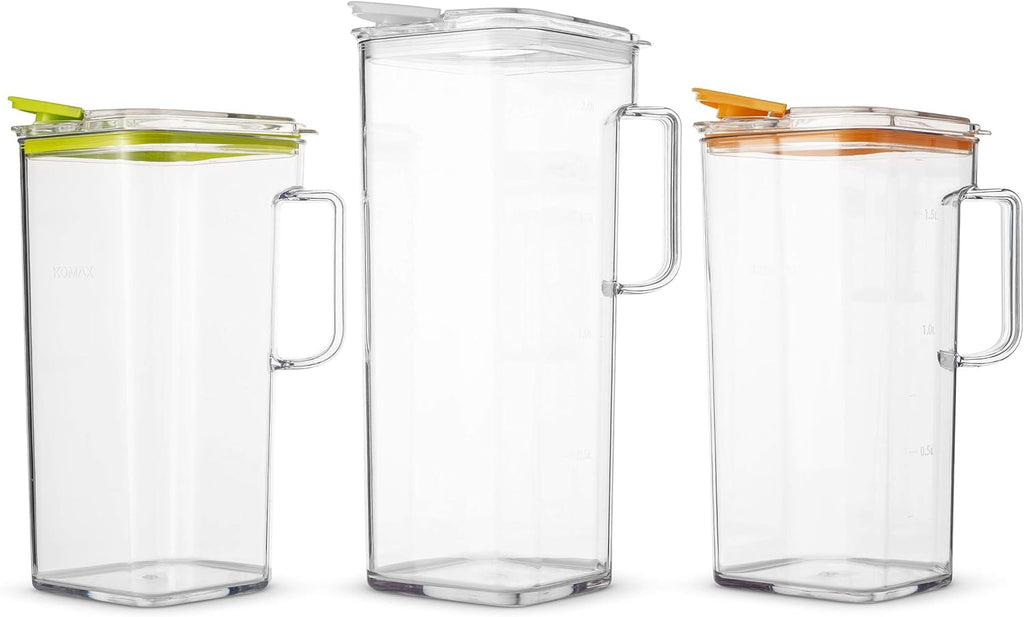 Tritan Plastic Water Pitcher with Lid - BPA-Free, Square Water & Iced Tea Pitcher - Dishwasher Safe - Tea, Sangria