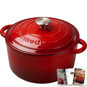 5.5QT Enameled Cast Iron Dutch Oven for Sourdough Bread Red