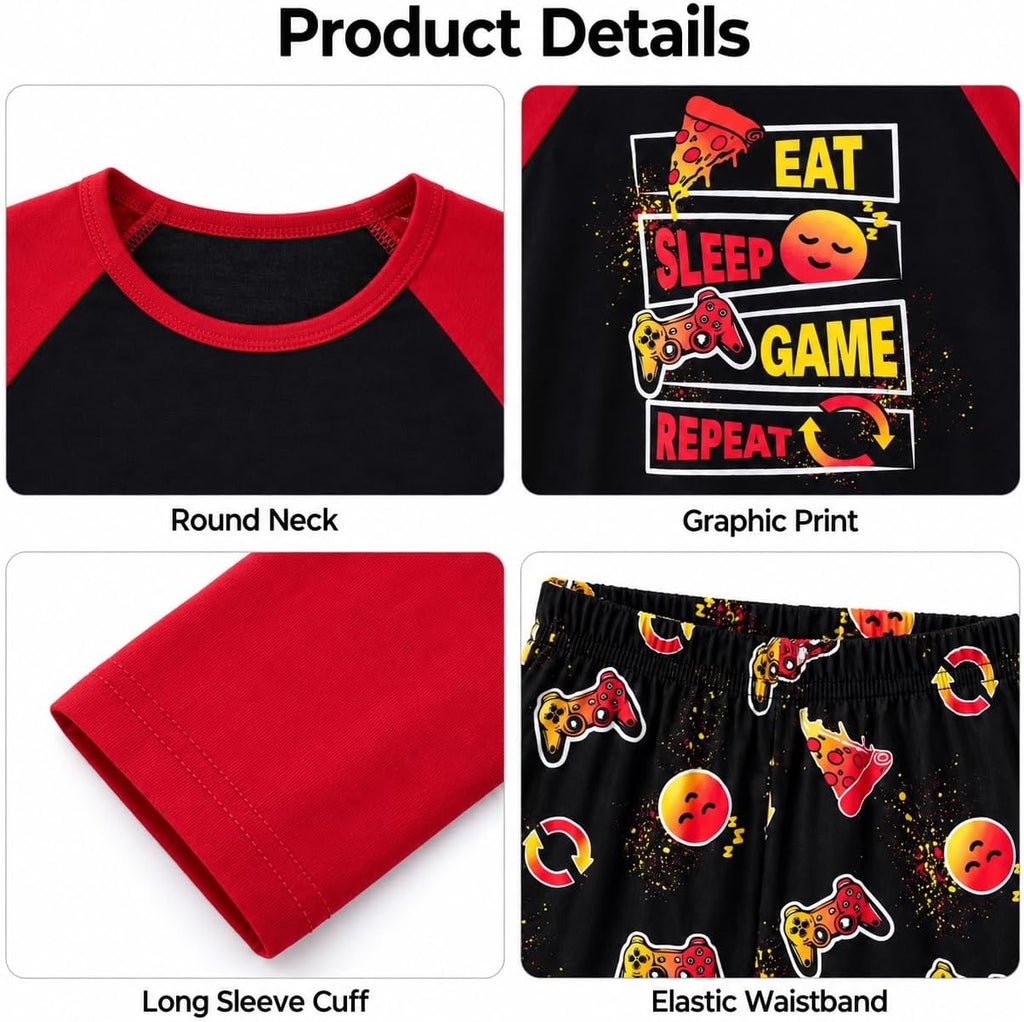 Boys Trendy Graphic Long Sleeves & Pants Winter Pajamas