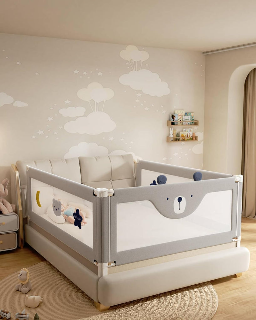 3 Piece Bed Rails for King Size Bed, No-Drill Needed Baby Bed Rail Guard | Thickened Child Safety Side Railing