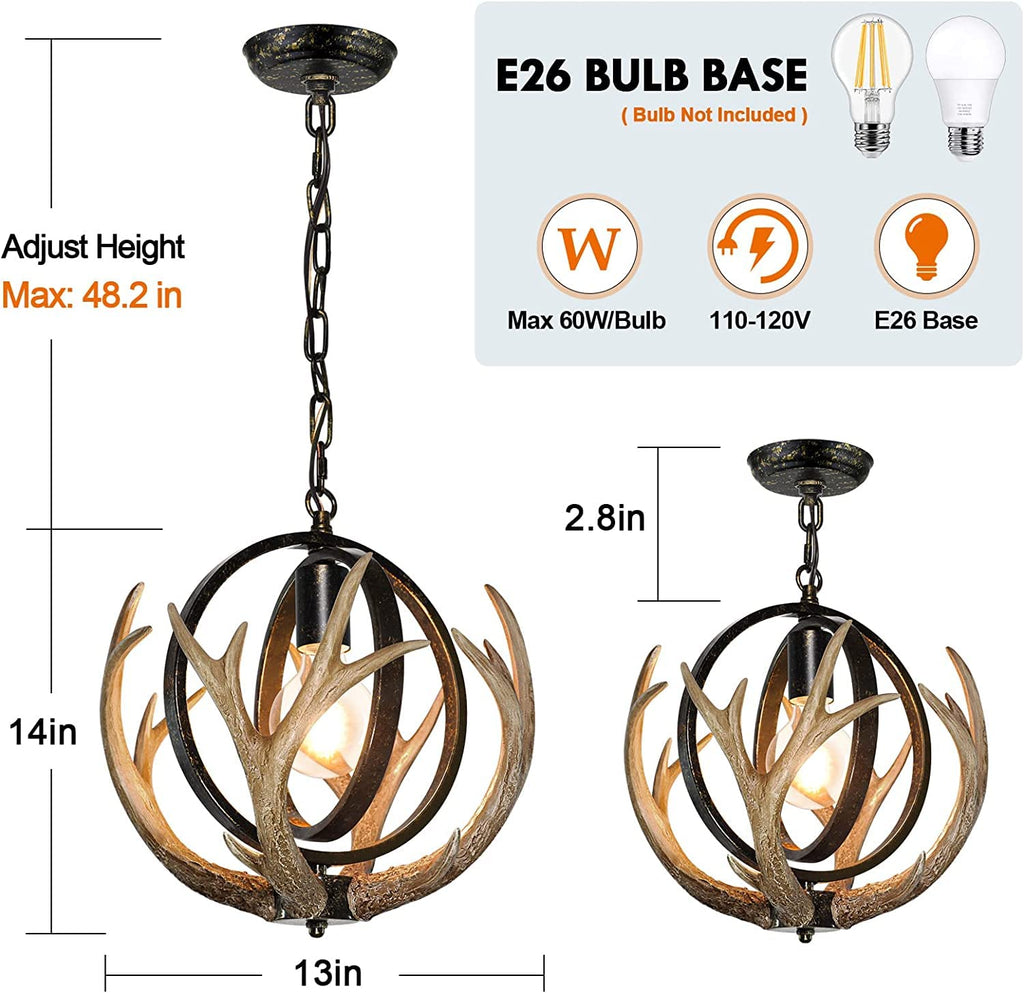 Rustic Antler Chandelier with Resin 4 Antlers
