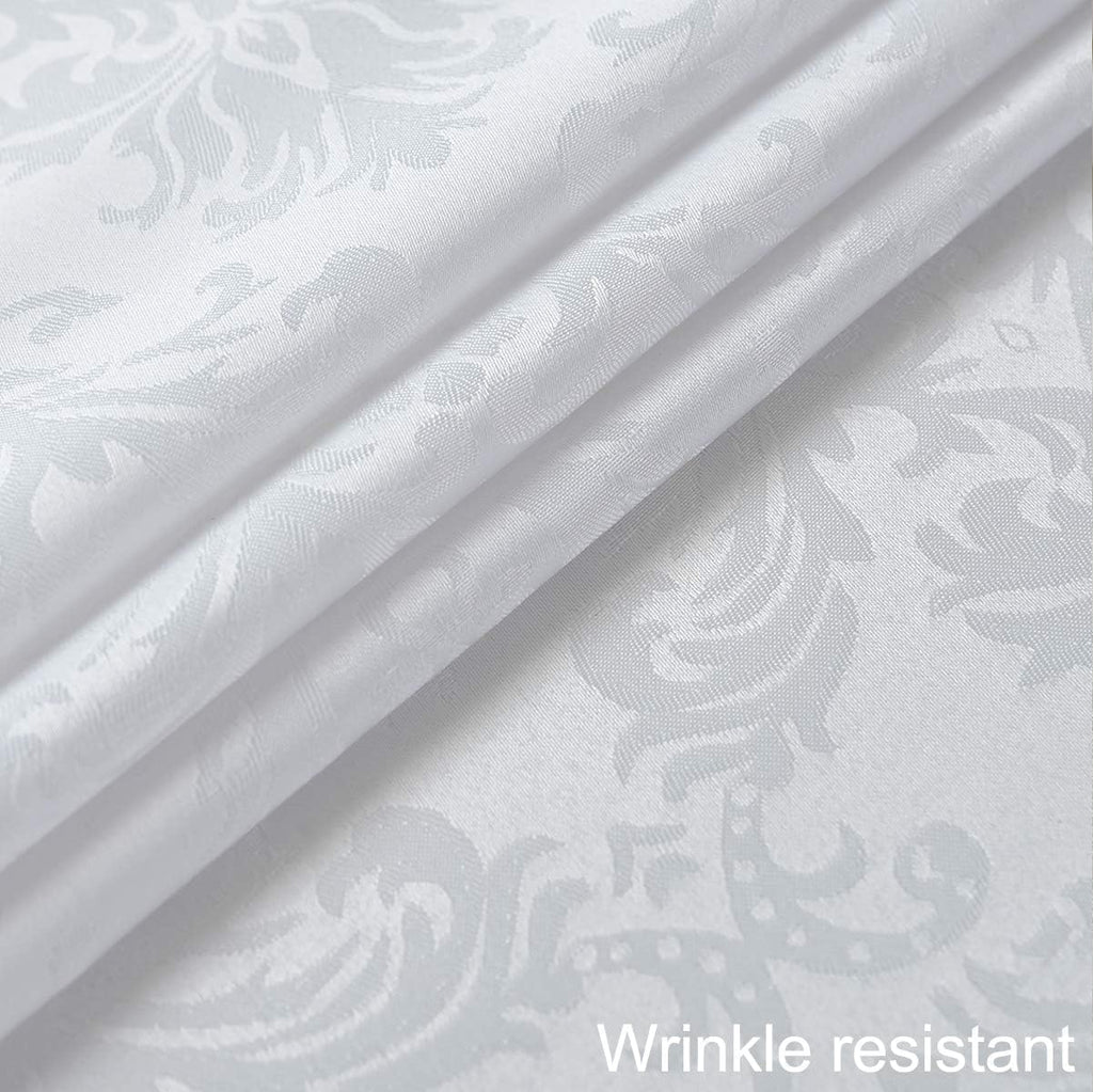 Rectangle Table Cloth - 60 x 120 Inch White Jacquard Tablecloths Damask Design Spillproof Wrinkle Re