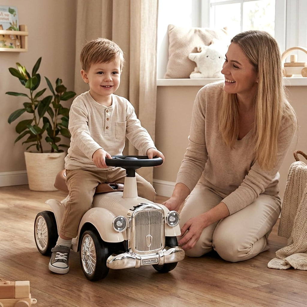 Ride On Push Car, Outdoor Toddler Riding Toys w/Steering Wheel, Horn & Storage, Foot-to-Floor Sliding Car, No