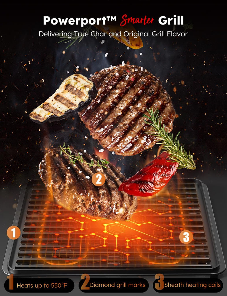Plug-In Grill Air Fryer Oven Combo w/Sheath Heaters, Authentic Char Flavor, 2026 New Convection System, 2X More Even