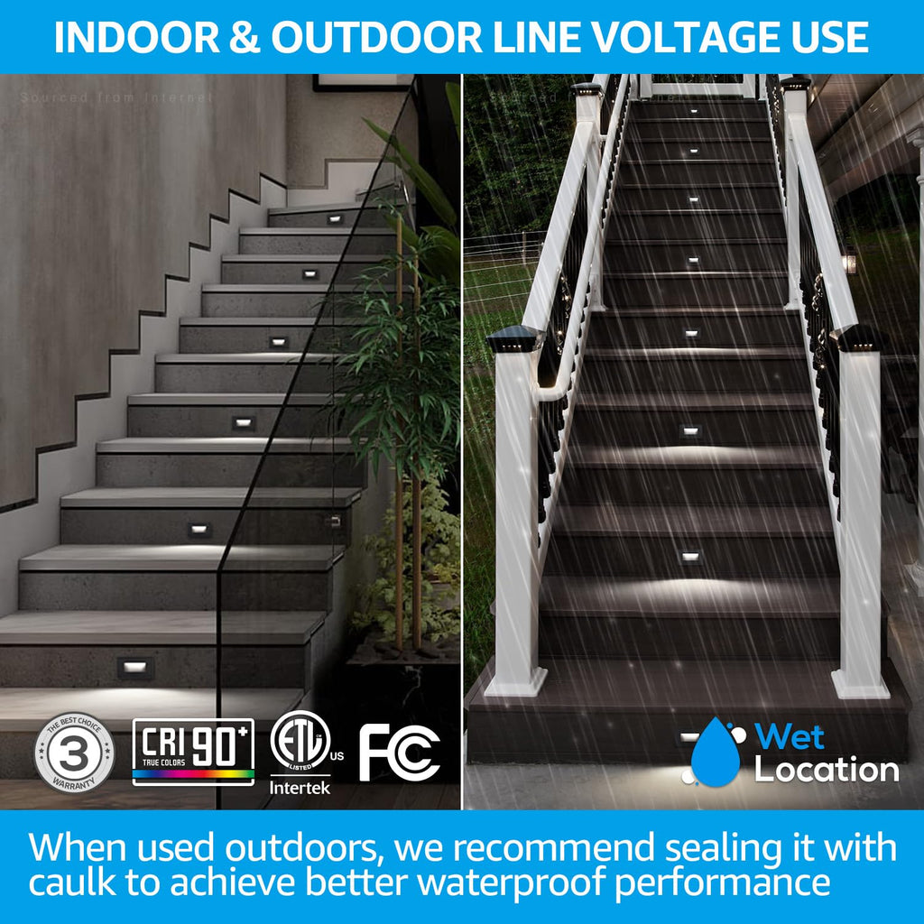 5CCT 120V LED Step Lights, Horizontal, Black