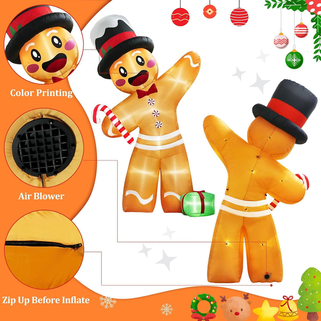 12FT Christmas Inflatable Gingerbread Man, Xmas Blow Up Yard Decorations