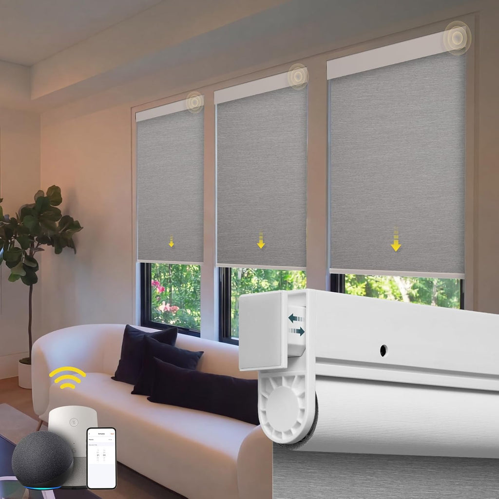 Motorized Blinds No Drill Automatic Blinds for Windows Cordless Roller Shades Electric Blinds with Remote Control