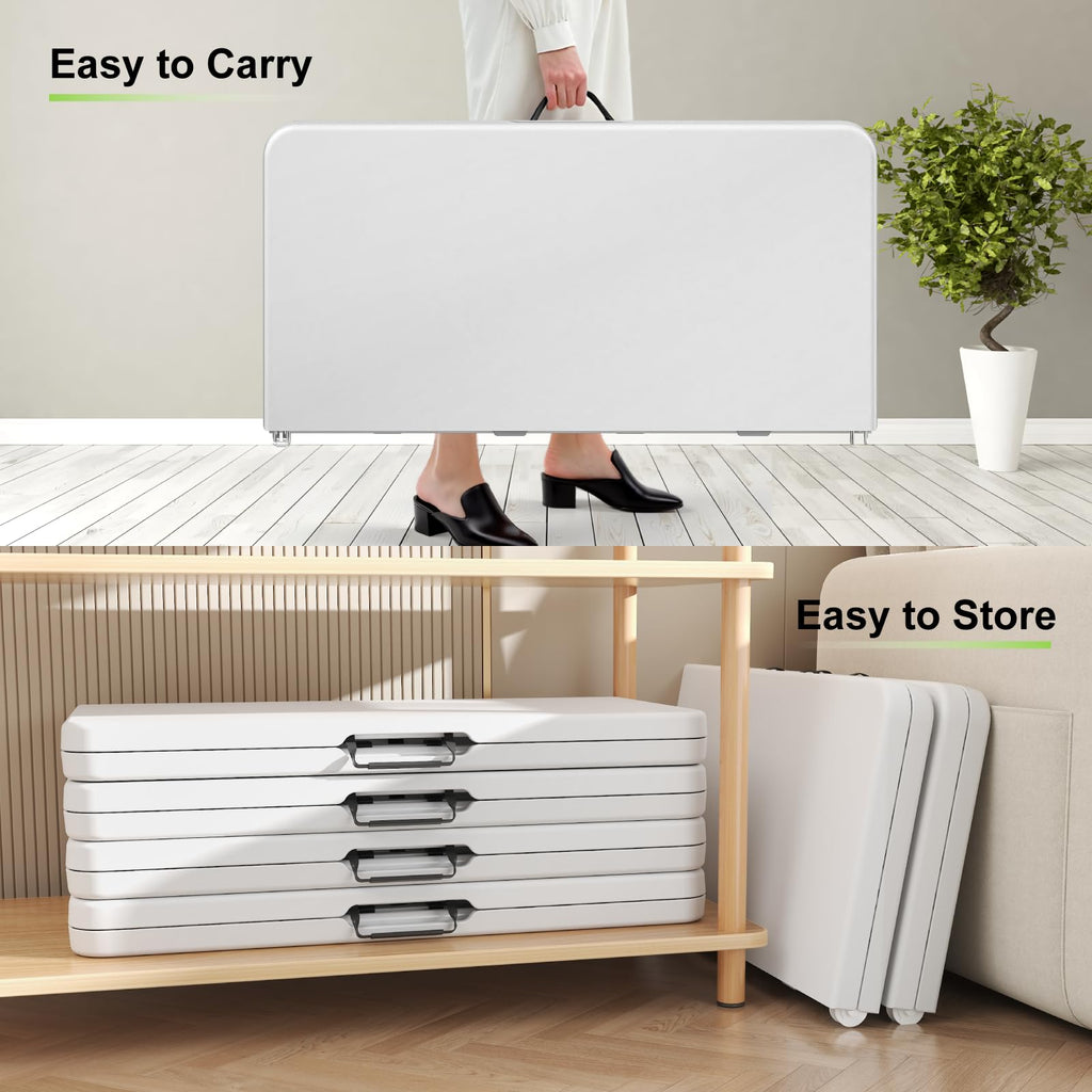 34" Square Folding Table for Party, Picnic, Camping, Wedding, White