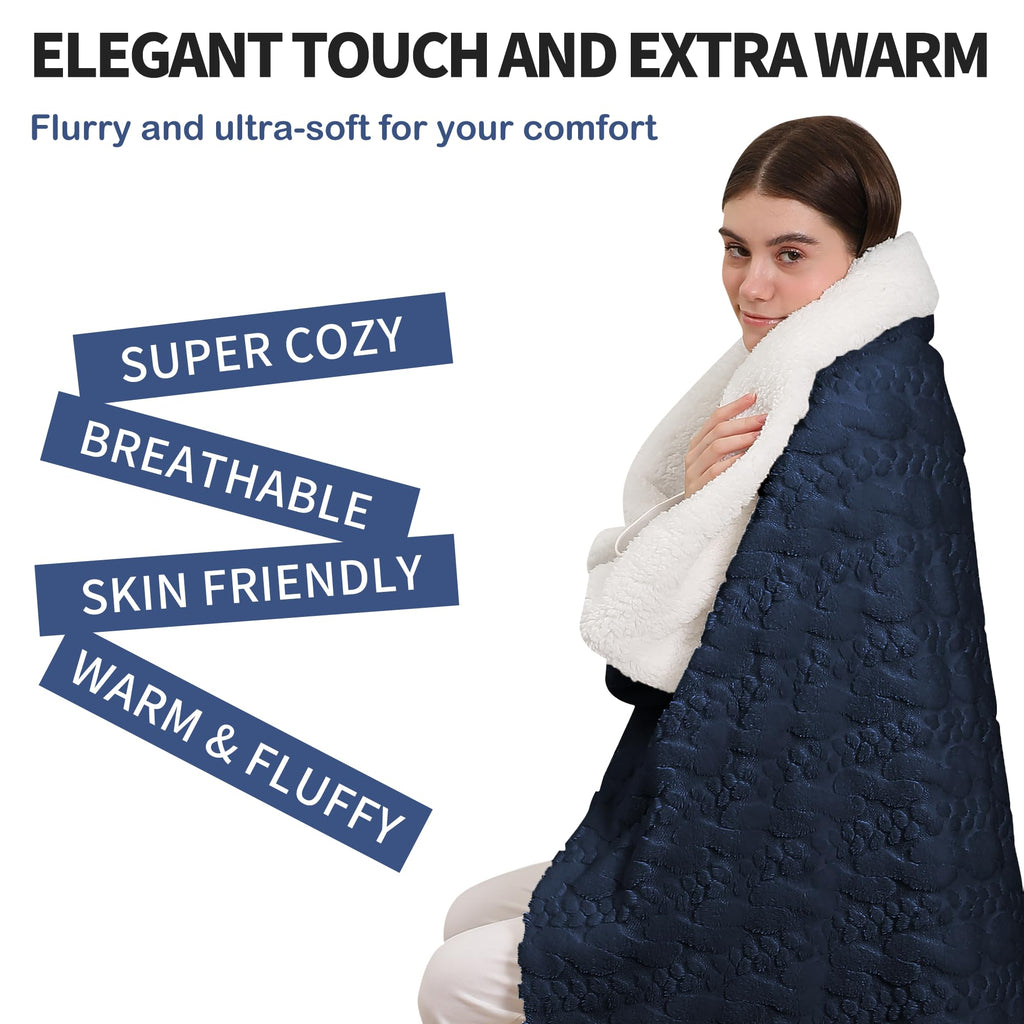 Rabbit Faux Fur Heated Blanket, Soft Thick Electric Blanket