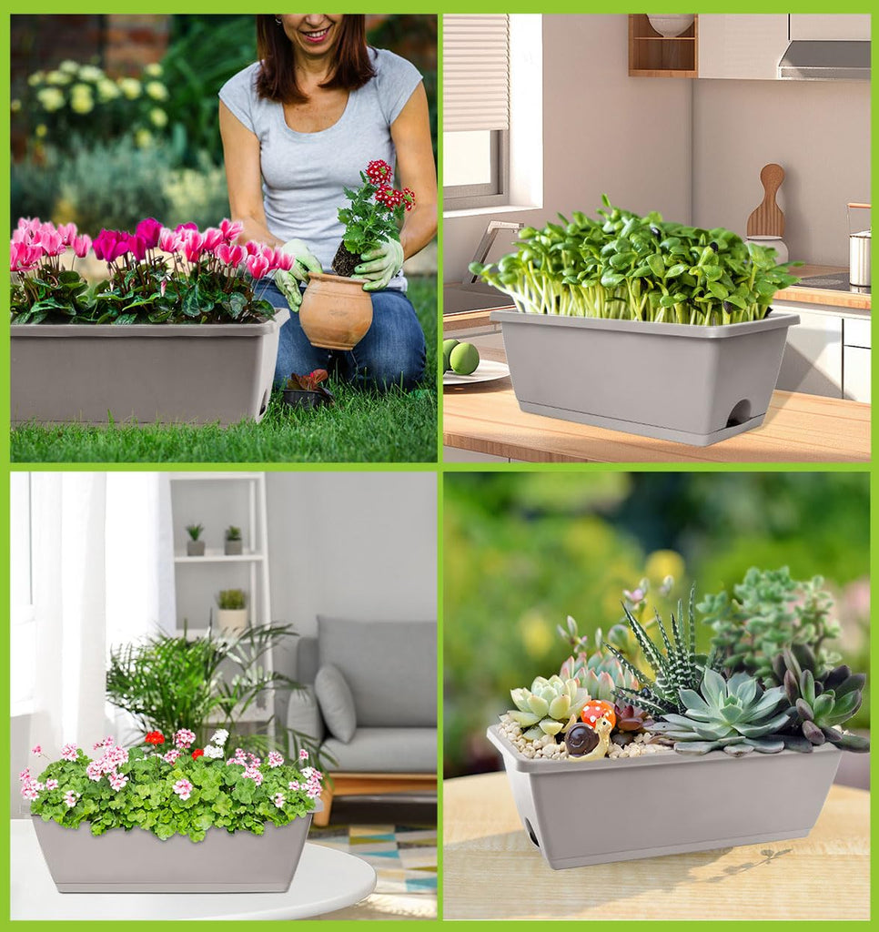 7 Pack Window Box Planter, Plastic Vegetable Flower Planters Boxes