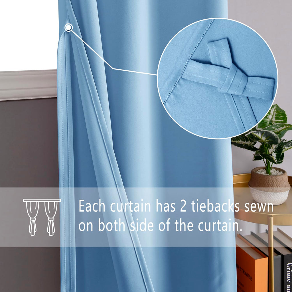 Blackout Curtains, 70 x 63 inch, Light Blue, Set of 2