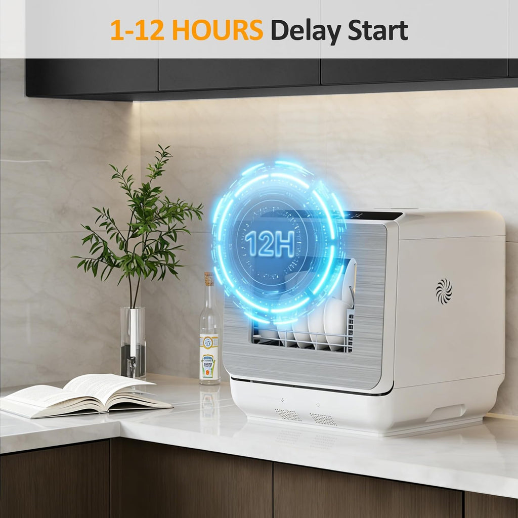Portable Dishwasher with 152OZ Water Tank, 18" Countertop Dishwasher Machine fits up to 12" plates, 6 Preset Mode