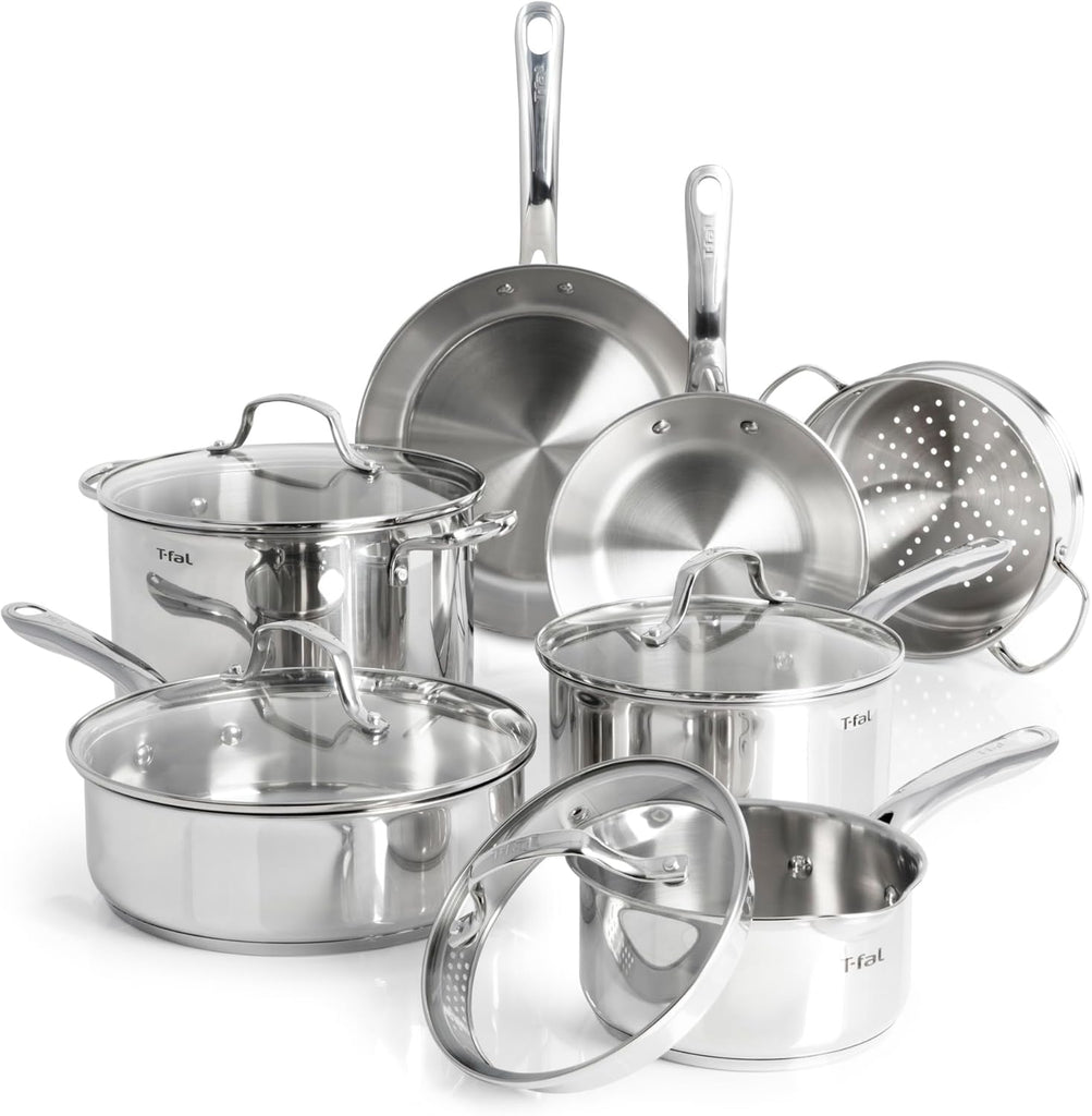 Stainless Steel Pots and Pans Set 11 Piece, Induction, Oven Broiler Safe 500F, Kitchen Cooking Set w/Fry Pans